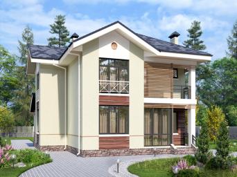 Двухэтажный дом с четырьмя спальнями, террасой и балконом.